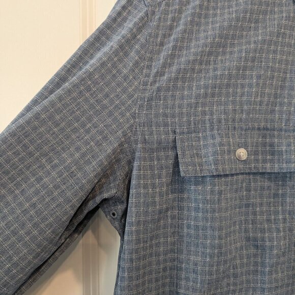PrAna Shirt Men's Size ST Blue Gingham Garvan Button-up Vented Long Sleeve Shirt - Picture 9 of 16